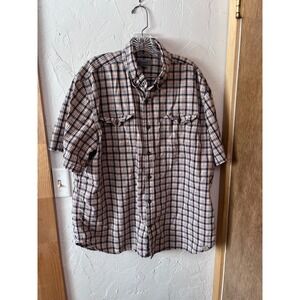 Carhartt Mens 2XL Relaxed Fit Plaid Short Sleeve Button Down Shirt 101553 261